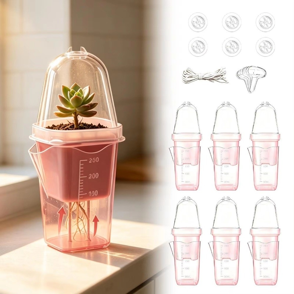 Hydroponic Grow Pod - プラスチック製自動給水植木鉢 二層構造 根元が見える透明な植木鉢 水耕栽培プランター 室内栽培用