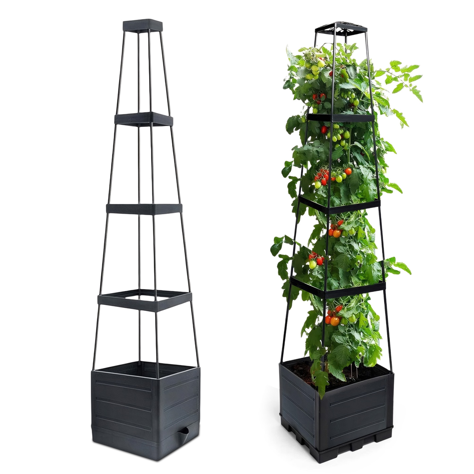 Self Watering Planter - 高床式プランターボックス、トレリス付きトマトケージプランター、自動給水プランターボックス（屋内外兼用）