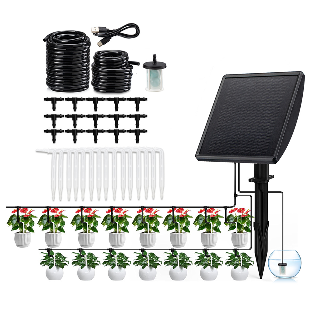 Smart Garden System - ソーラー自動点滴灌漑ポンプ スマート散水システム（庭、バルコニー、鉢植え植物用）