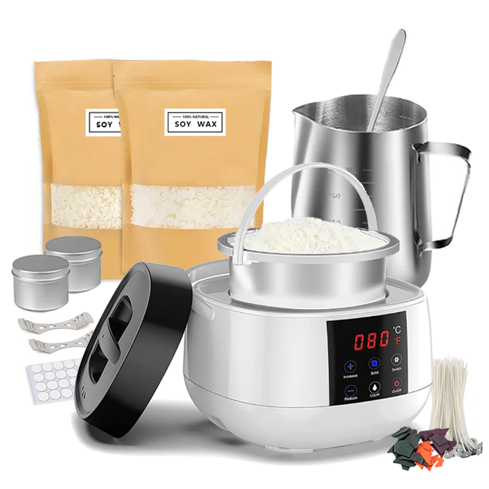 Smart Pot - 500ml キャンドル作りワックスるつぼ、ワックスポットスマートLCD温度表示大人初心者向け、大豆ワックス、染料芯ステッカー