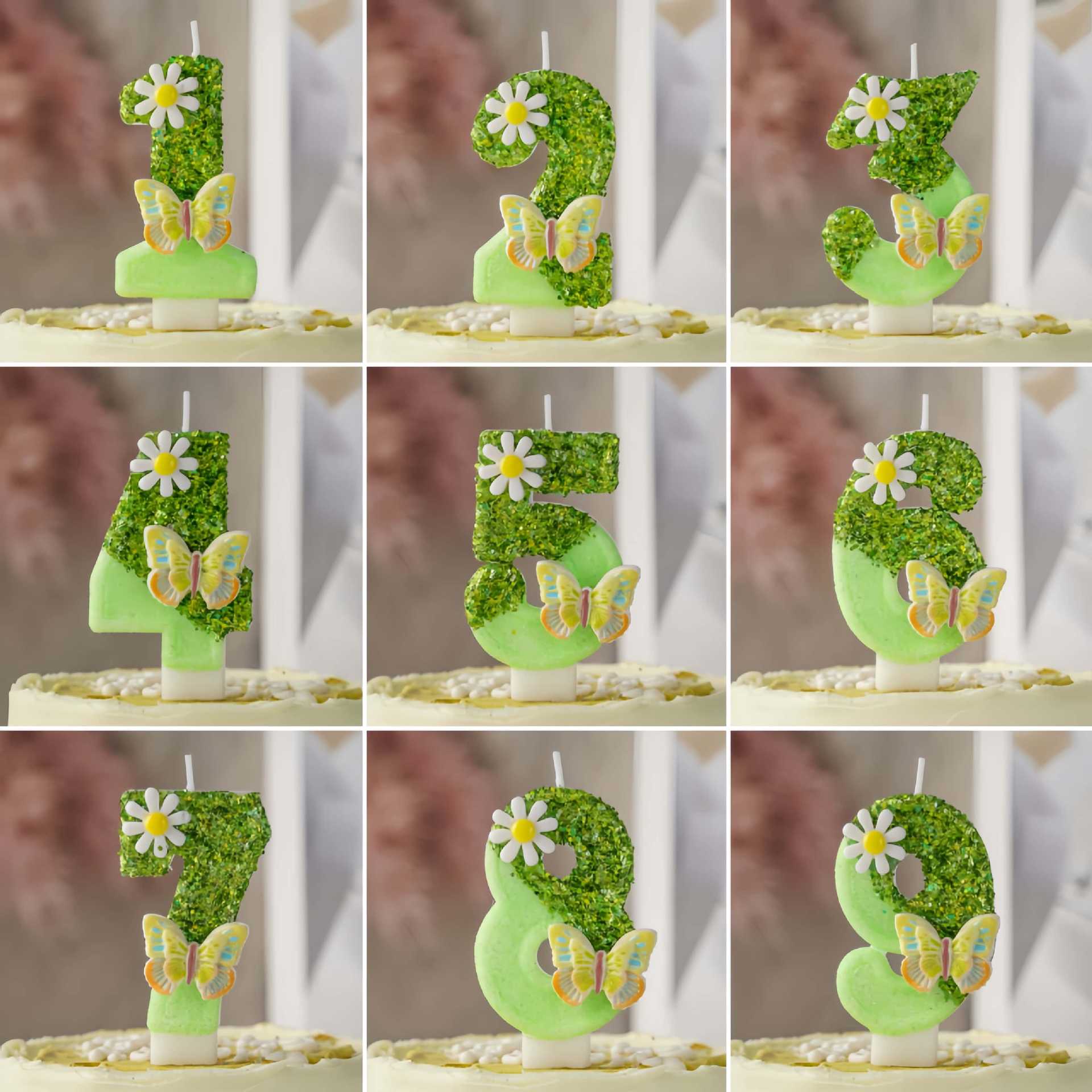 新しい0-9数字のバースデーキャンドル、オリジナルのグリーン - Garden Camera のレビューと価格