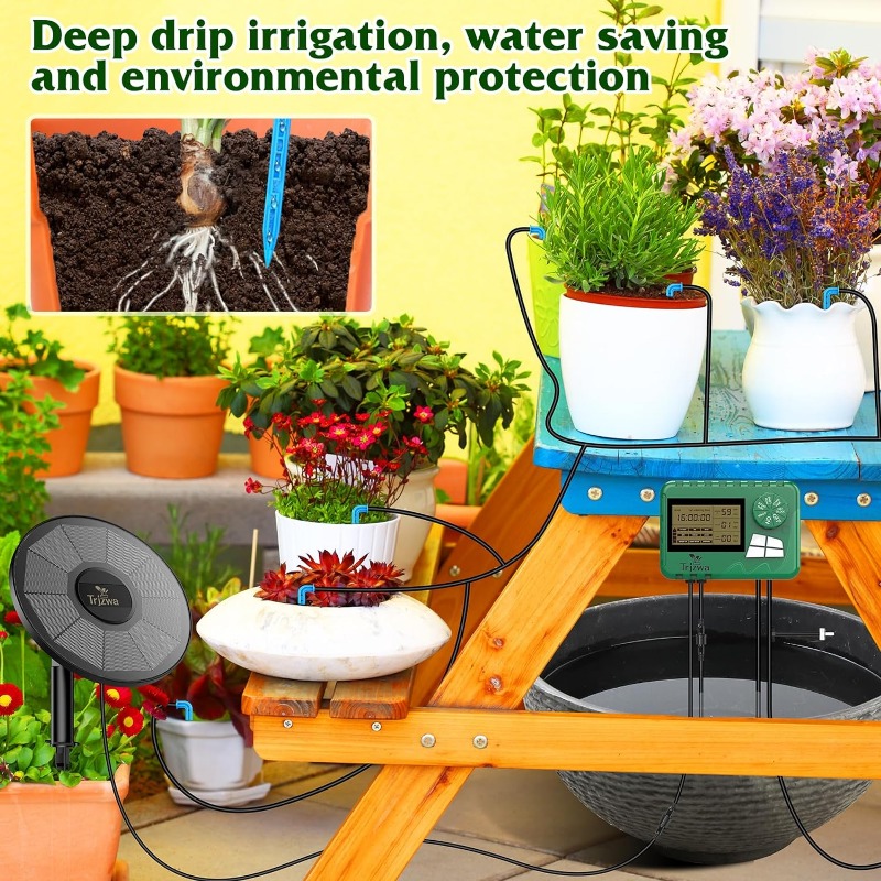 ソーラー灌漑装置 温室灌漑 点滴灌漑キット 15Mホース付き - Self Watering Planter のレビューと価格