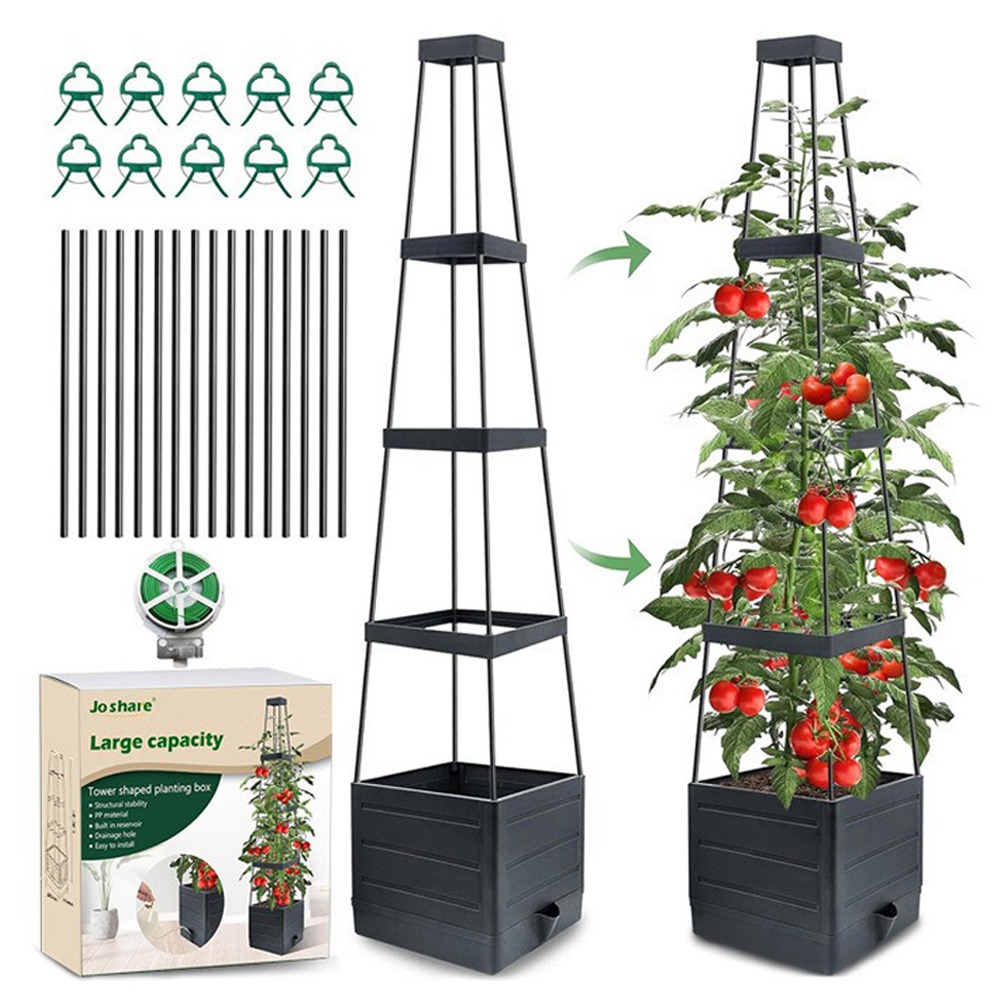高床式プランターボックス、トレリス付きトマトケージプランター - Self Watering Planter のレビューと価格